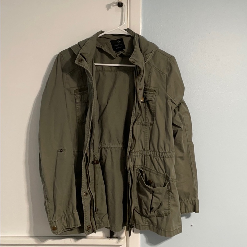 Green jacket with hood